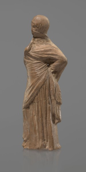 Terracotta figurine of a veiled woman, Dancers, molded female figurine in the Tanagra style,