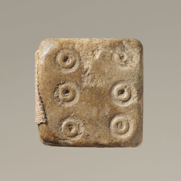 Dice, six-sided dice with pips 1–6 represented as hollow circles and dots, unspecified origin,
