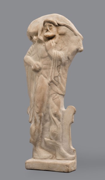 Figurine of Hermes Cryophorus, Hermes mythology, Greek deity. Statuette of Hermes Cryophorus