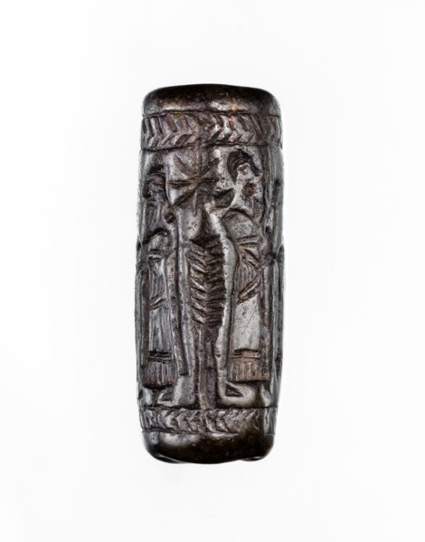 Cylinder seal, unknown Neo-Assyrian workshop. Seal in the so-called linear style with a