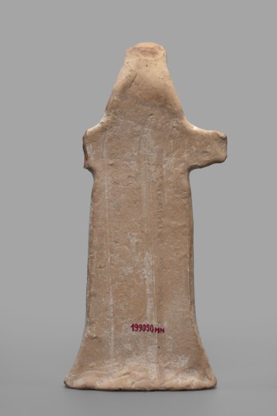 Idol with a full-bodied female head, standing female figure with a torso flattened on both sides