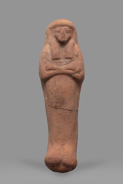 Ushabti;, Mummy-shaped funerary figurine, arms crossed on the chest, no tools. Smooth tripartite