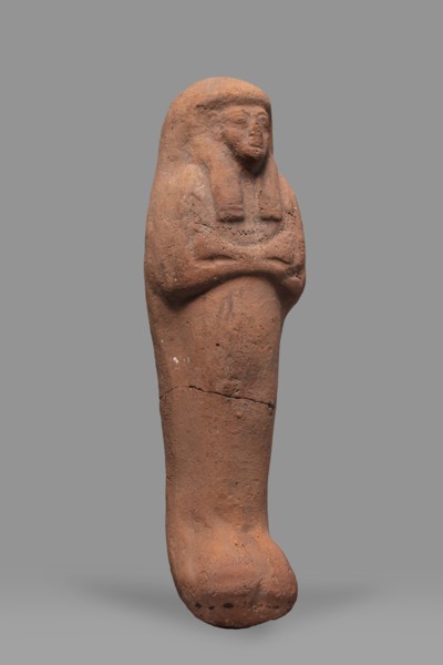 Ushabti, Mummy-shaped funerary figurine, arms crossed on the chest, no tools. Smooth tripartite