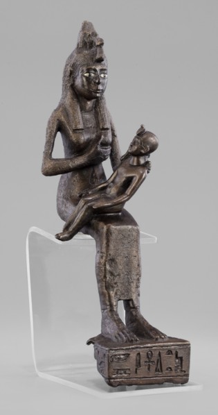 Figurine of the goddess Isis nursing Horus, Isis mythology, Horus mythology, uraeus, hieroglyphs,
