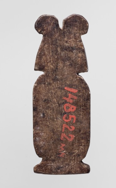 Amulet — cartouche with two ostrich feathers; amulet in the shape of a cartouche topped with a