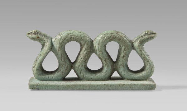 Amulet – two-headed snake, two-headed snake with vertical coils on a base, with delicately carved