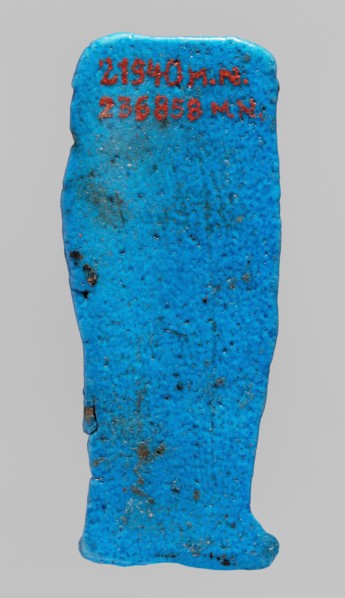 Amulet plaque with a relief of two deities: a lion-headed goddess in a long robe, with a sun disc