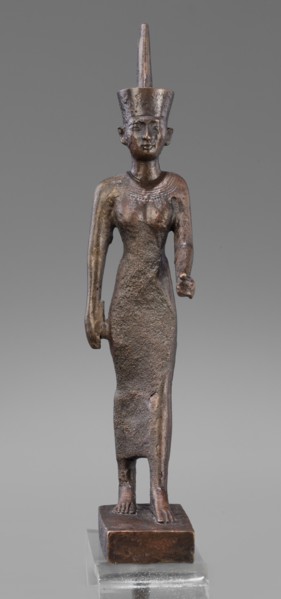 Figurine of the goddess Neith, revindication Bytom, Neith mythology, uraeuses, crown iconography,