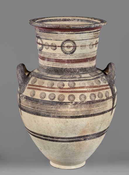 Amphora, unknown Cypriot workshop, Cypriot pottery, Amphora with a low foot, wide neck, and