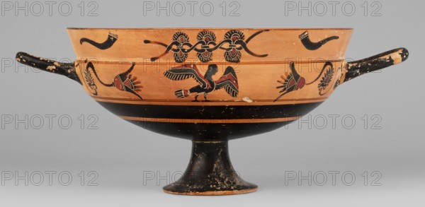 Kylix with a depiction of a mermaid and sphinxes, Griffin-Bird Painter; fantasy creatures