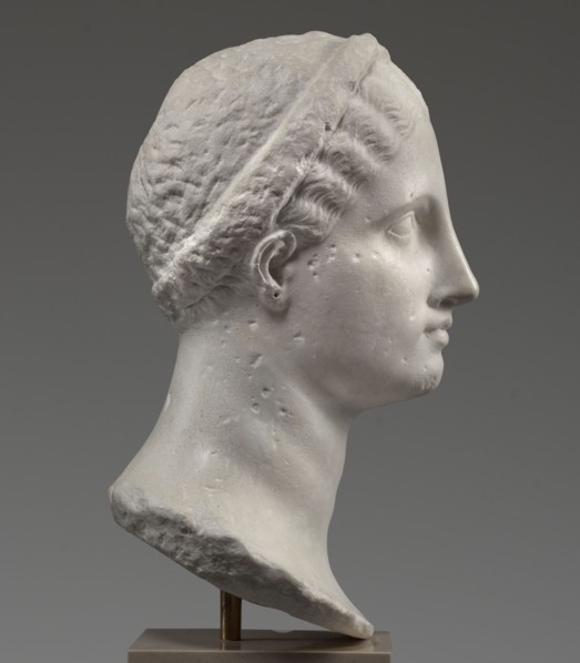 Head of a woman Berenice II or Arsinoe II, unknown author, restitution Przeworsk, Greek sculpture,