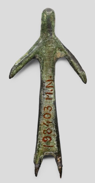 Votive figurine of a woman, votive offering, bronze female figurine, 1st half of the 6th century