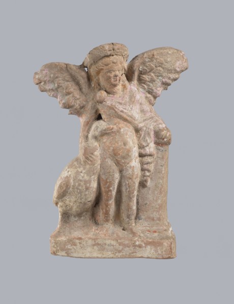 Terracotta figurine of Eros with a goose. Terracotta, figurine from a mold, 2nd half of the 1st