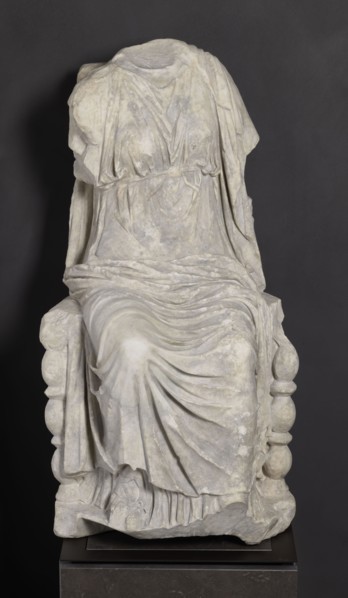 Statue of the goddess Cybele on a throne, Cybele myth., statues of deities, Roman sculpture, 1st