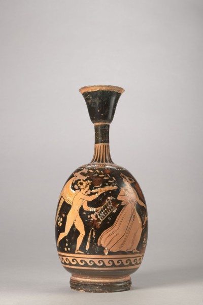 Red-figure aryballus lekythos with a depiction of Eros and a woman, Darius Painter active 340–320