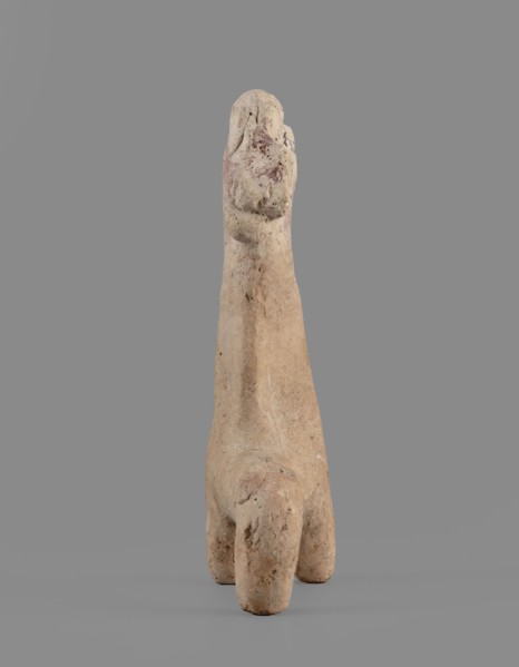 Horse figurine, unknown Cypriot workshop. Schematic horse figurine. Plastically modeled muzzle,