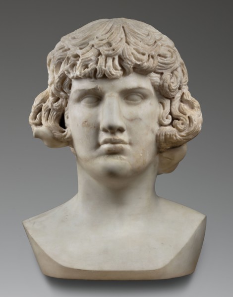 Portrait of Antinous, unknown Roman workshop, male portrait bust, Roman sculpture, 130–138 CE,