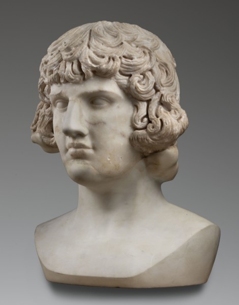 Portrait of Antinous, unknown Roman workshop, male portrait bust, Roman sculpture, 130–138 CE,