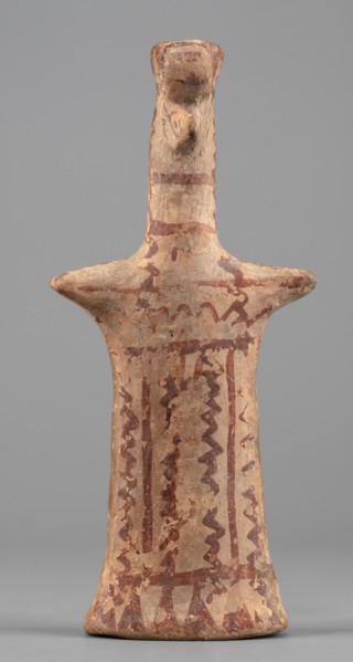 Female idol, Female idol with arms marked as appendages. On a long cylindrical neck is a nose and