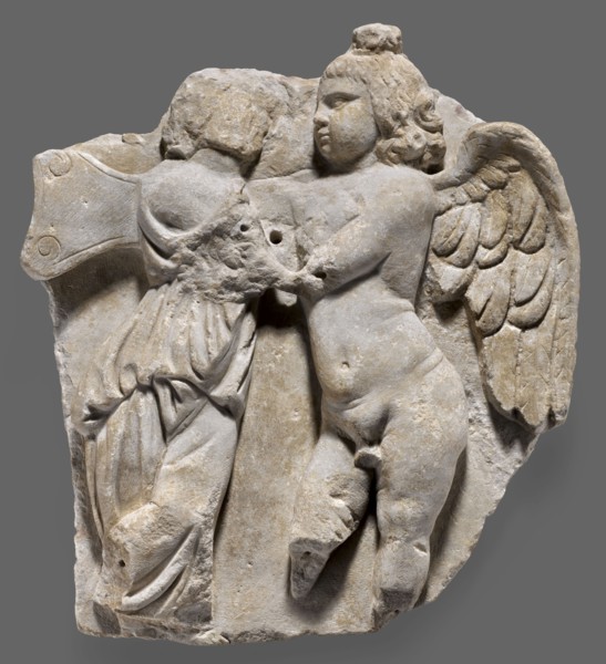 Fragment of a sarcophagus with a depiction of Eros and Psyche, unknown Roman workshop, Eros