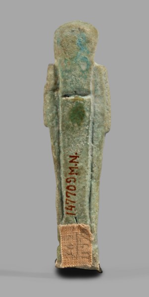 Ushabti, Wigs, funerary figurine, mummy-shaped standing on a base, back supported by a