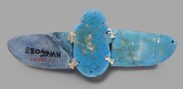 Winged scarab, flat-bottom scarab with attached wings right wing possibly completed or with chipped
