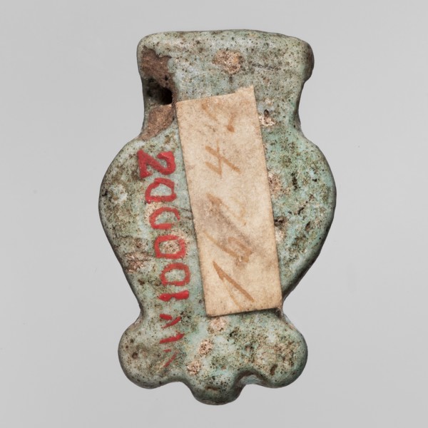 Amulet - head of the goddess Hathor;, Hathor myth.; Uraeuses; Face of the goddess Hathor in a