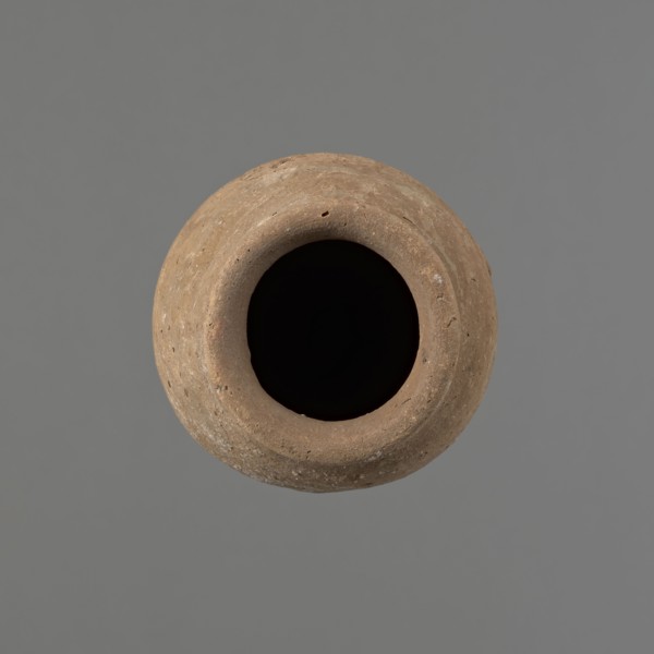 Vessel with hieratic inscription, Egyptian pottery. Conical clay vessel tapering towards the
