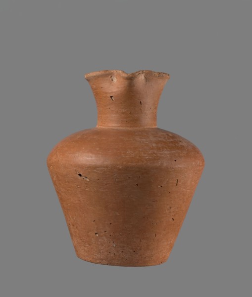 Jug, Egyptian pottery, clay vessel jug, cylindrical with flaring neck, Old Kingdom, c. 2686–c. 2181