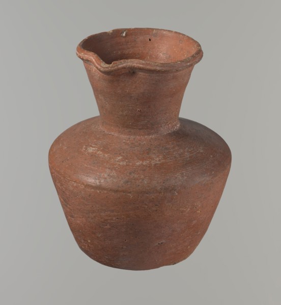 Vessel, Egyptian ceramics, clay vessel, jug. Medium-sized jug with a biconical body, widest at