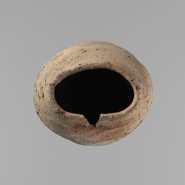 Vessel, Egyptian pottery, hand-made clay vessel with a conical belly, widest in its upper part
