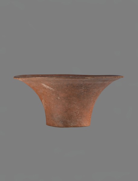 Bowl, Egyptian pottery, clay vessel — deep, cup-shaped bowl with a slightly convex bottom and sides