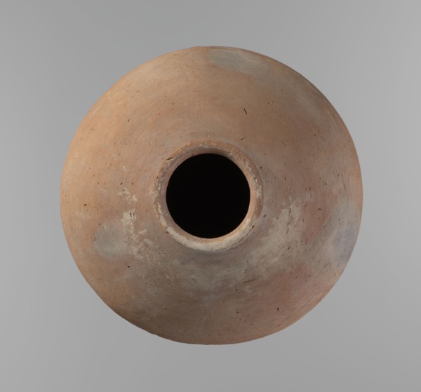 Vessel, Egyptian pottery ceramic clay vessel. A vessel with an almost spherical, slightly