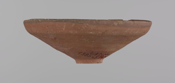 Bowl. Painted pottery, clay vessel with conical shape and ring-shaped foot. Straight rim, slightly