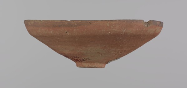 Bowl, Egyptian painted pottery bowl with a conical shape and a ring-shaped foot. Straight rim,