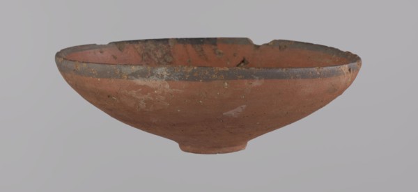 Bowl, A conical clay bowl with a ring-shaped ring bottom, wheel-made from Nile clay type NB2,