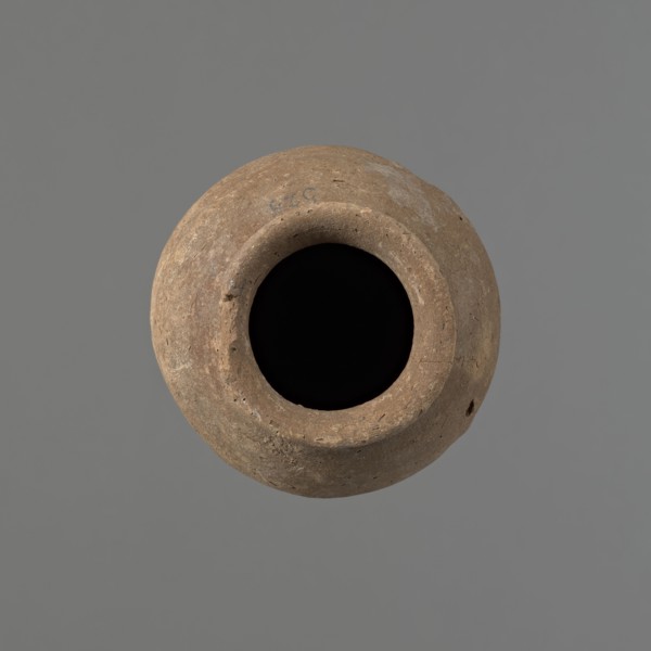 Vessel with hieratic inscription, Egyptian pottery, conical clay vessel tapering toward the bottom,