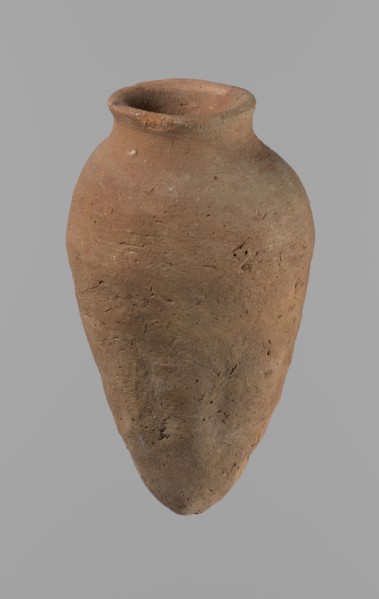 Vessel with hieratic inscription; ceramics, Egyptian clay Nile clay NB2, Vienna System. Conical