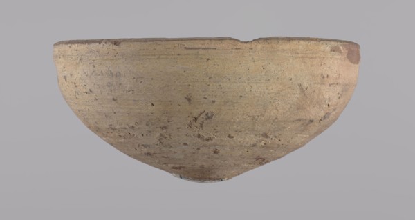 Bowl, Bowl with a conical shape and a pointed bottom. Flat, straight rim. Vessel made on the wheel