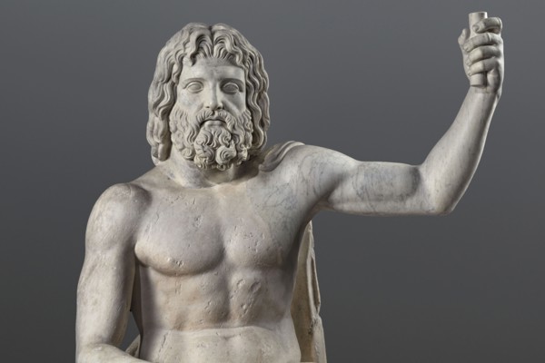 Statue of Jupiter of the Capitoline type, unknown Roman workshop. Jupiter Zeus seated on a throne