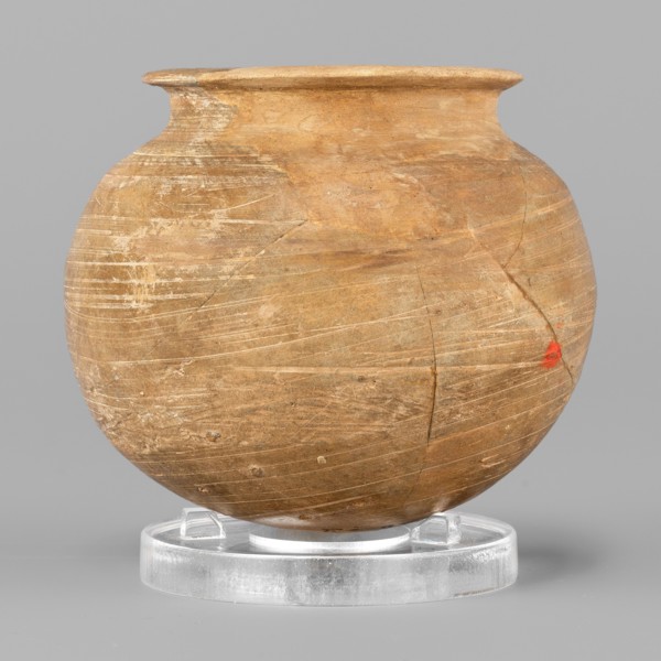 Vessel, unknown Northern Mesopotamian workshop; low vessel with a spherical belly, rounded bottom