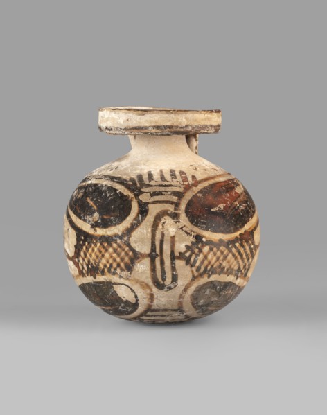 Orientalizing aryballos, Late Corinthian period, with a belt vice, 580–550 BC dated to 580–550,