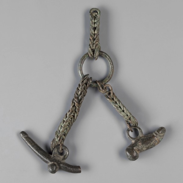 Pendant with phalluses, phalluses, pendants, amulets - body parts, 1st century, Italy, amulet,