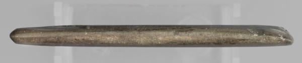 Rectangular paddle with a hole at one of the shorter edges; possibly a whetstone. Flat rectangular