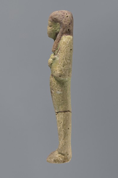 Ushabti ?-en-Khonsu, Mummy-shaped figurine shabti, funerary gift, hoes; arms crossed on the chest,