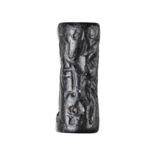 Cylinder seal with a mythological scene, unknown Cypriot workshop; mythological scene depicting two