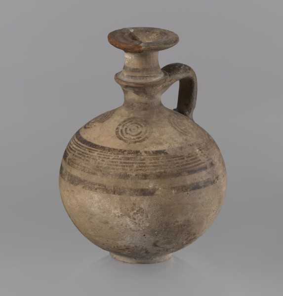 Jug, Cypriot, painted pottery, 850–750 BC Cypriot Geometric Period III. Jug with a flat foot,
