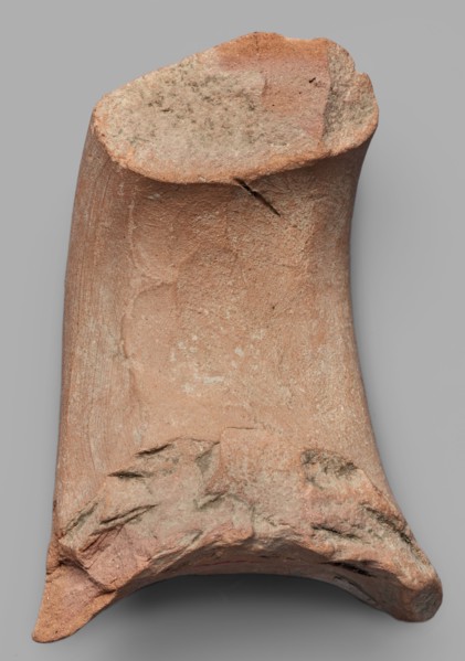 Fragment of an amphora vice, ca. 390 BC, Pantikapaion; Thasos; stamp; vice; height 6.2 cm, width 8