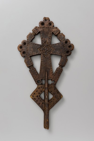 Processional cross, Ethiopian workshop. A small isosceles processional cross with slightly widening