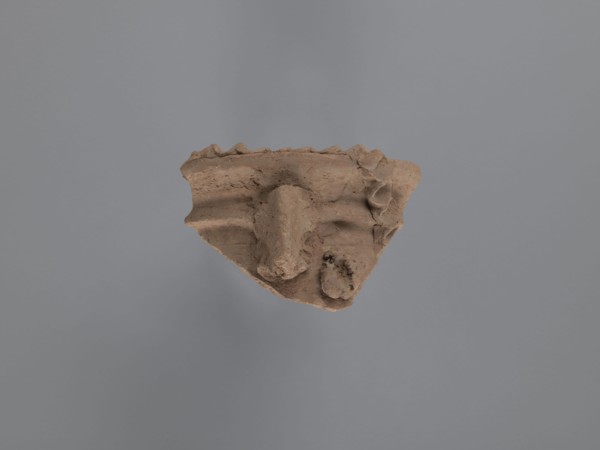 Fragment of a vessel with applied decoration;, Coptic pottery, plastic decoration. Fragment of the